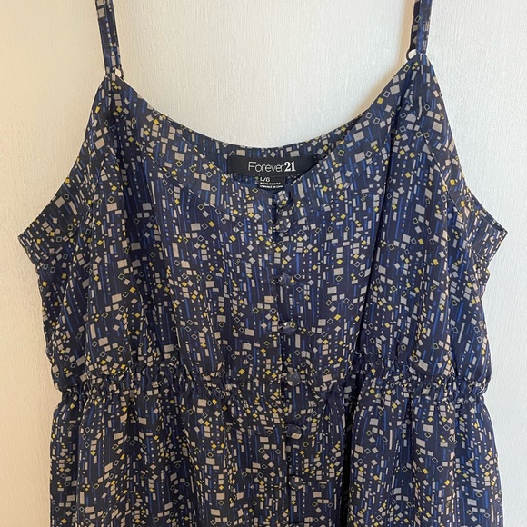 Blue, Yellow, and Beige Geometric Patterned Forever 21 Dress - Picture 2 of 7